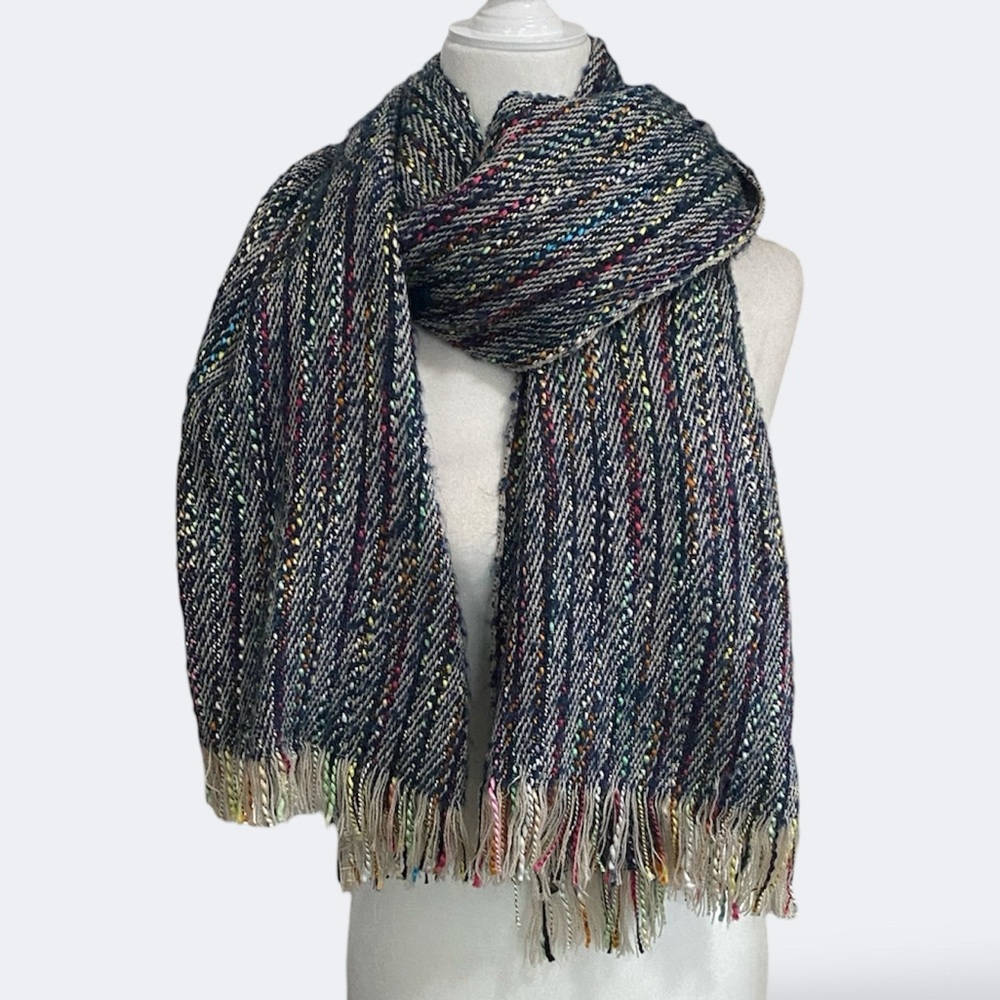 Sole Society Multicolor Chunky Knit Boho Scarf Teal Pink Red Purple